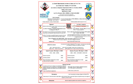 24 &amp; 25-01-2026 - Le Championnat Départemental 77 Jeunes 2026, tir à 18 mètres à Vernou la Celle